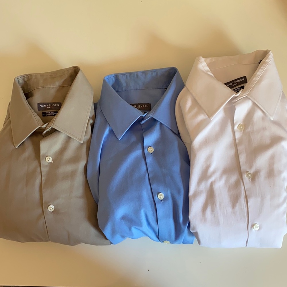 3 Van Heusen Men’s Button Up Dress Shirts 15 34/35